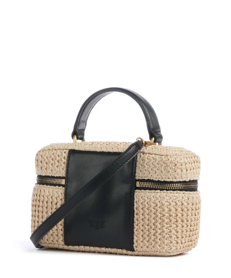 Pinko Vanity Soft Mini Bandolera rafia/nero/antique gold