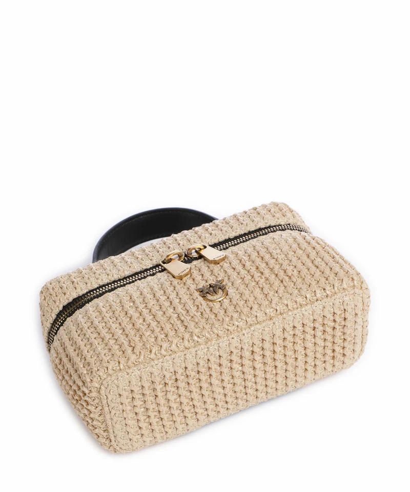 Pinko Vanity Soft Mini Bandolera rafia/nero/antique gold