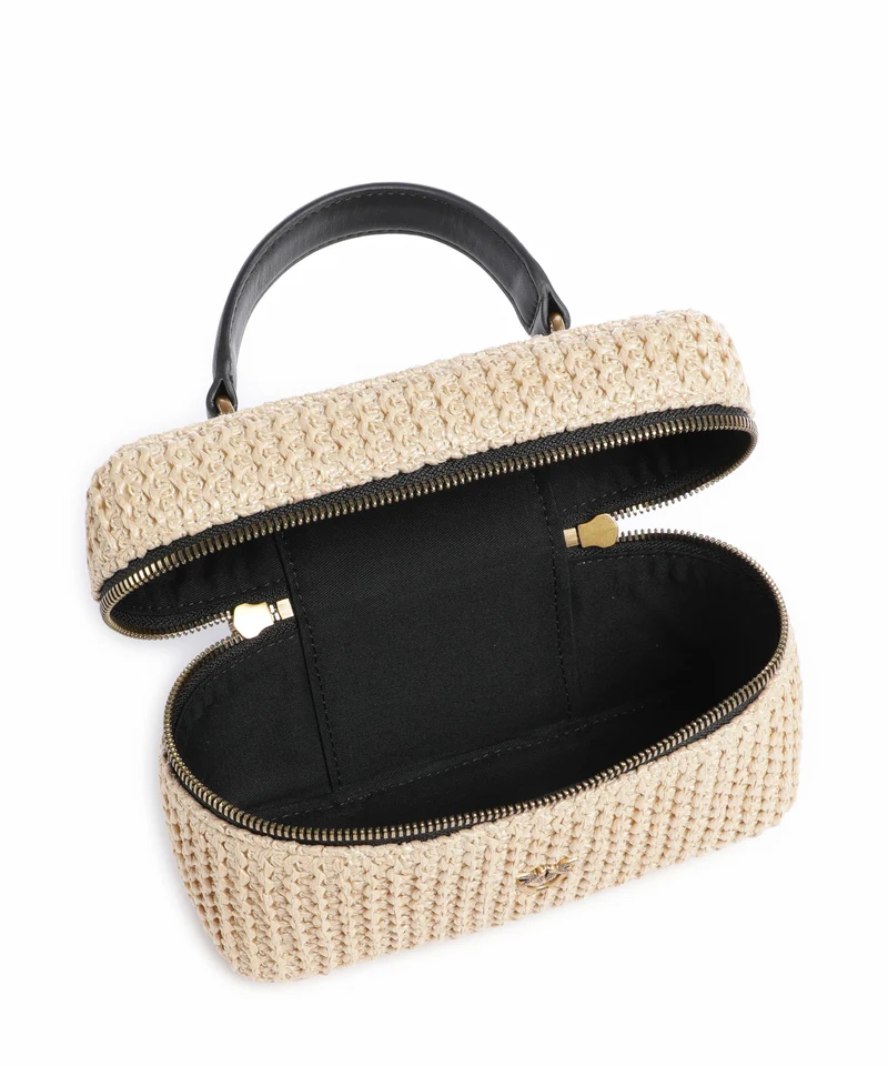 Pinko Vanity Soft Mini Bandolera rafia/nero/antique gold