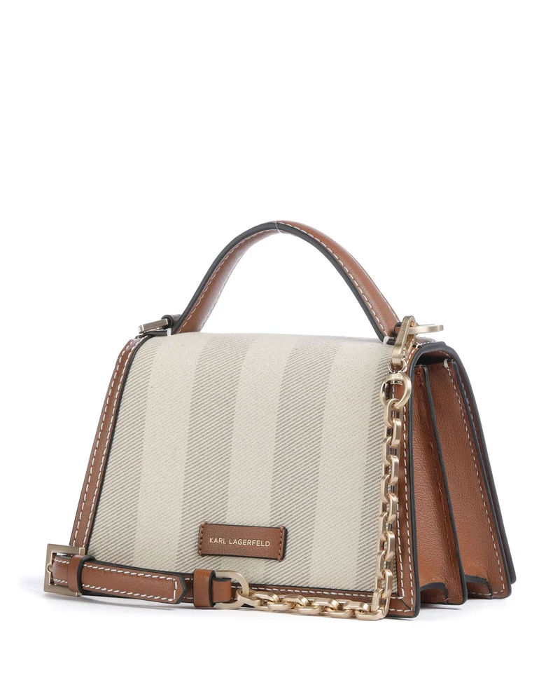 Karl Lagerfeld K/Signature 2.0 Small Bandolera natural canvas/tan