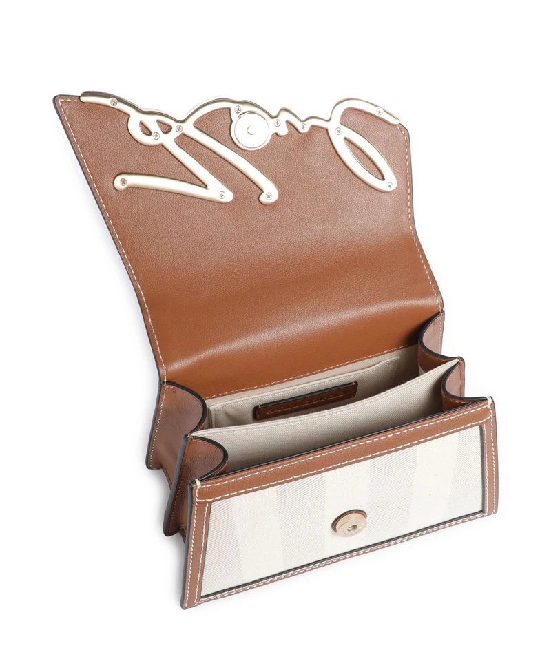 Karl Lagerfeld K/Signature 2.0 Small Bandolera natural canvas/tan
