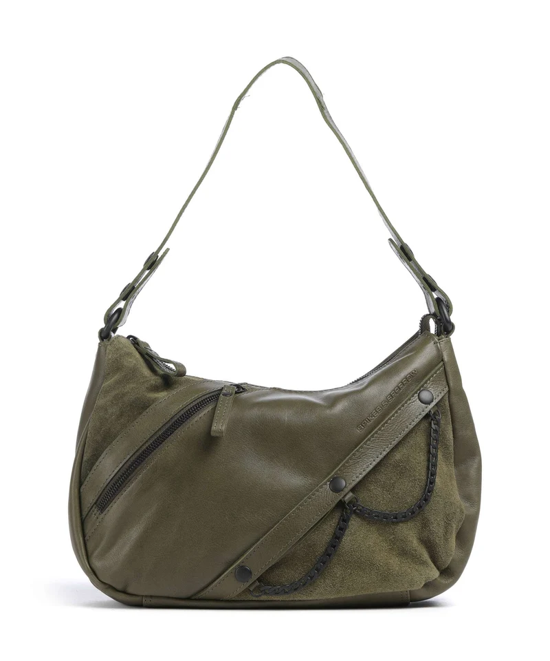Spikes & Sparrow Suede Mix Jadeline Bolso de hombro green