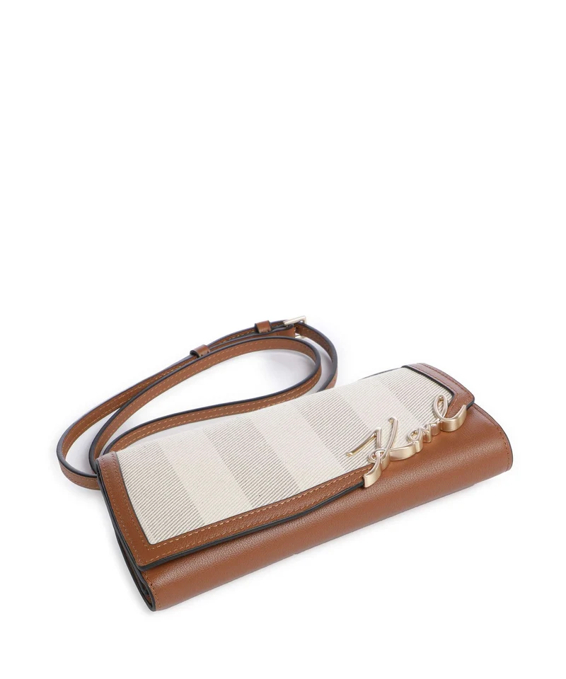 Karl Lagerfeld K/Signature Mini Bandolera natural canvas/tan