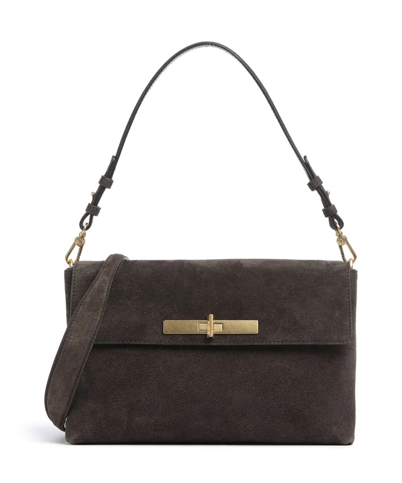 Abro Suede Twist Bolso de hombro dark brown