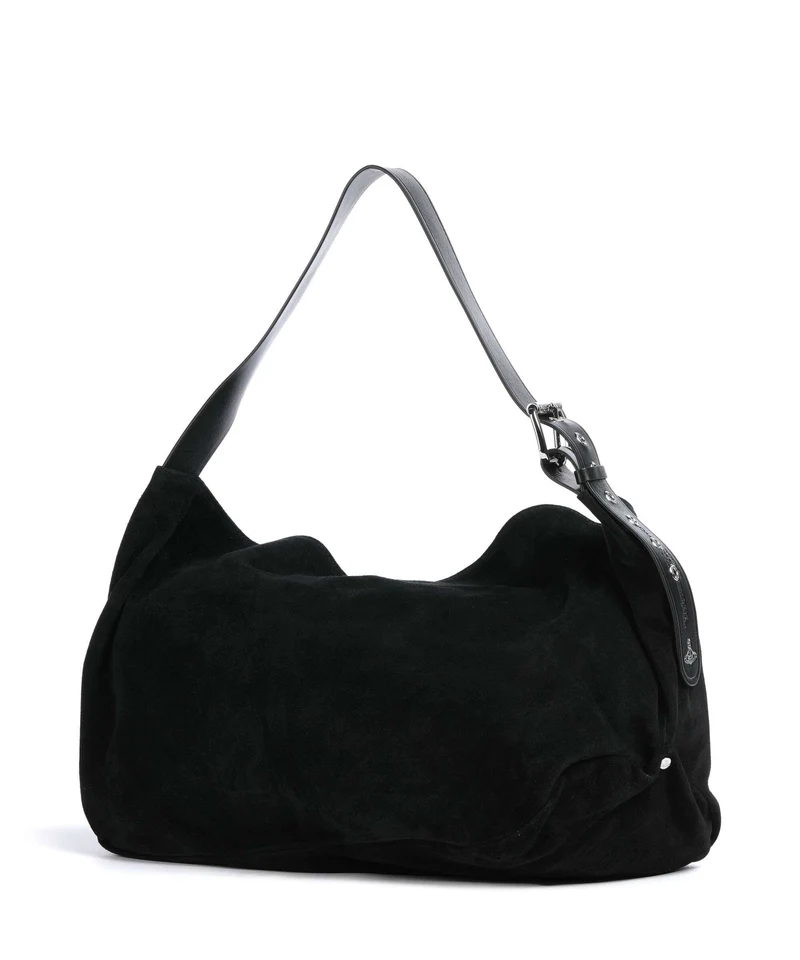 Vivienne Westwood Maxime Suede Large Bolso de hobo black