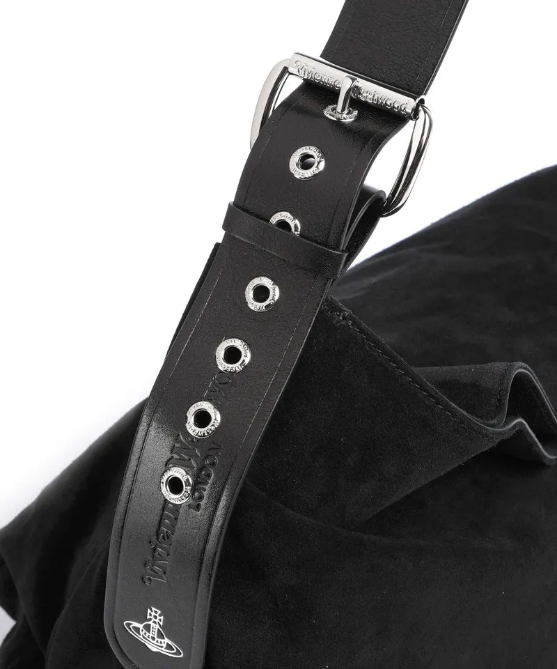 Vivienne Westwood Maxime Suede Large Bolso de hobo black