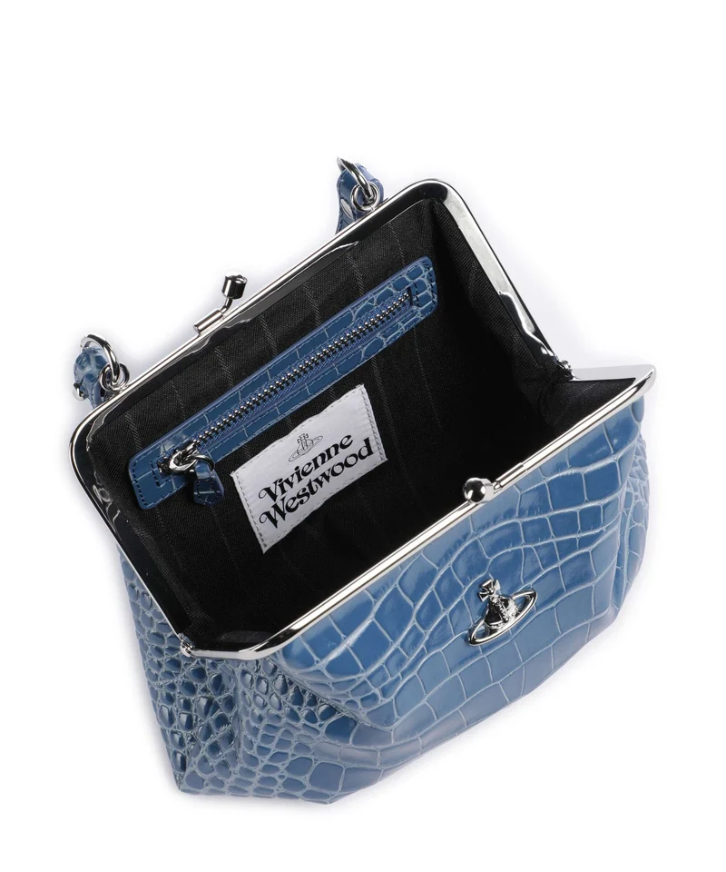 Vivienne Westwood Granny Frame Embossed Croc Bolso de mano blue
