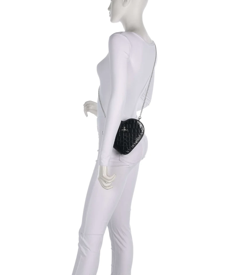 Vivienne Westwood Heart Embossed Croc Bandolera black