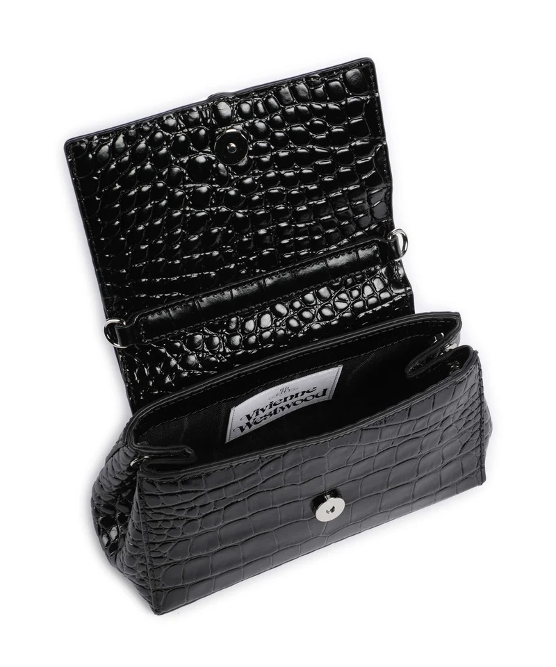 Vivienne Westwood Hazel Embossed Croc Small Bolso de hombro black