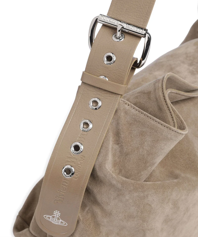 Vivienne Westwood Maxime Suede Large Bolso de hobo stone
