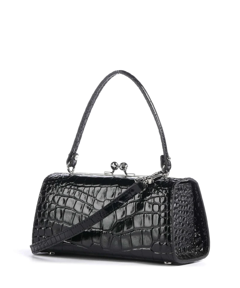 Vivienne Westwood Doll Frame Embossed Croc XL Bolso de mano black