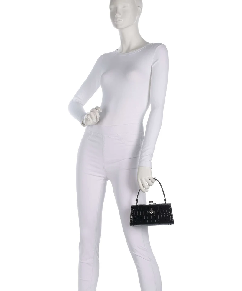 Vivienne Westwood Doll Frame Embossed Croc XL Bolso de mano black