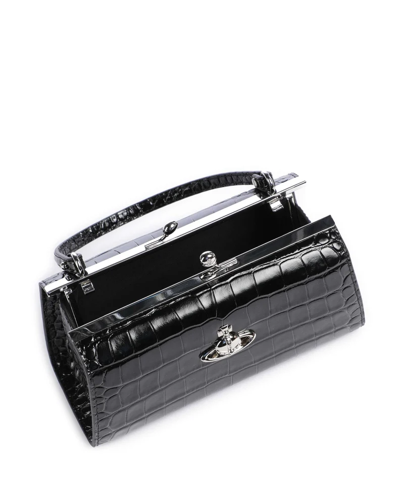 Vivienne Westwood Doll Frame Embossed Croc XL Bolso de mano black
