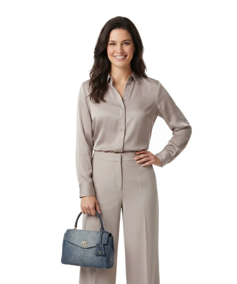 Lauren Ralph Lauren Farrah Small Bolso de mano oxford blue/lauren tan