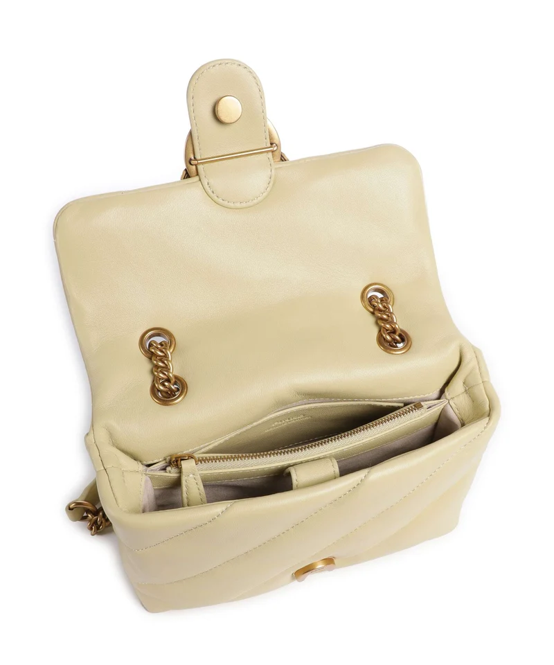 Pinko Love Puff Mini Bolso de hombro giallo vaniglia/antique gold