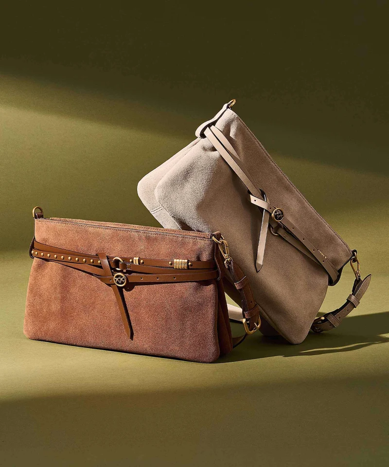 Pinko Belt Classic Bolso de hombro beige/grigio fumo/antique gold