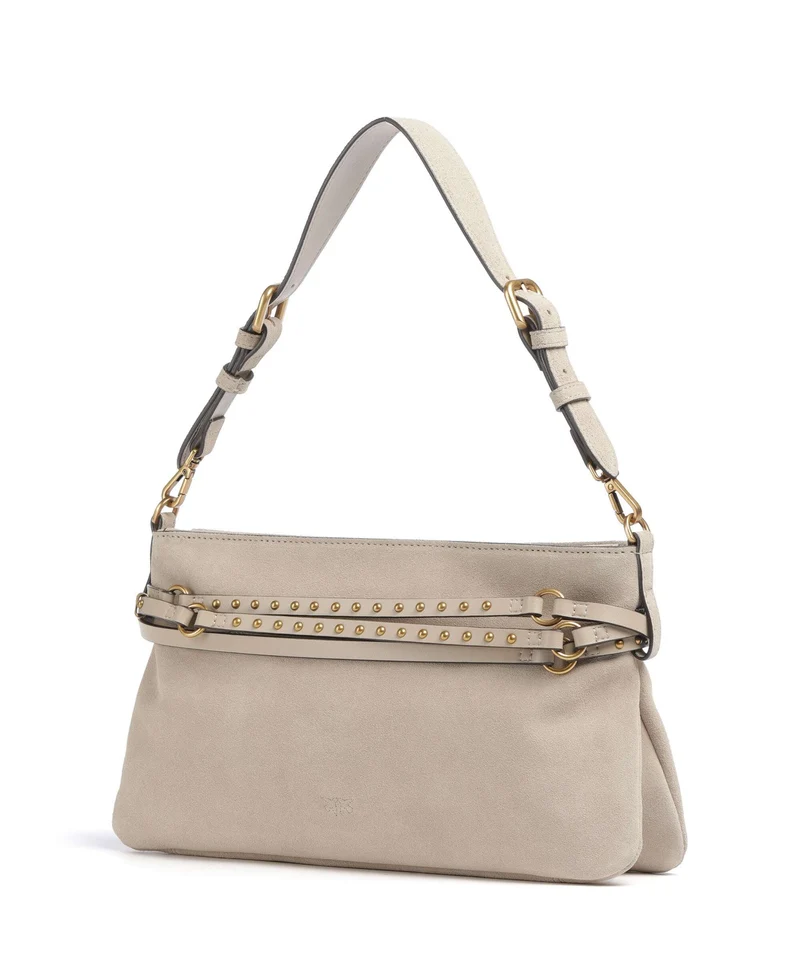 Pinko Belt Classic Bolso de hombro beige/grigio fumo/antique gold
