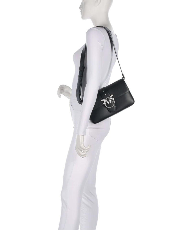 Pinko Love One Classic Slouchy Bolso de hombro nero limousine/matt silver