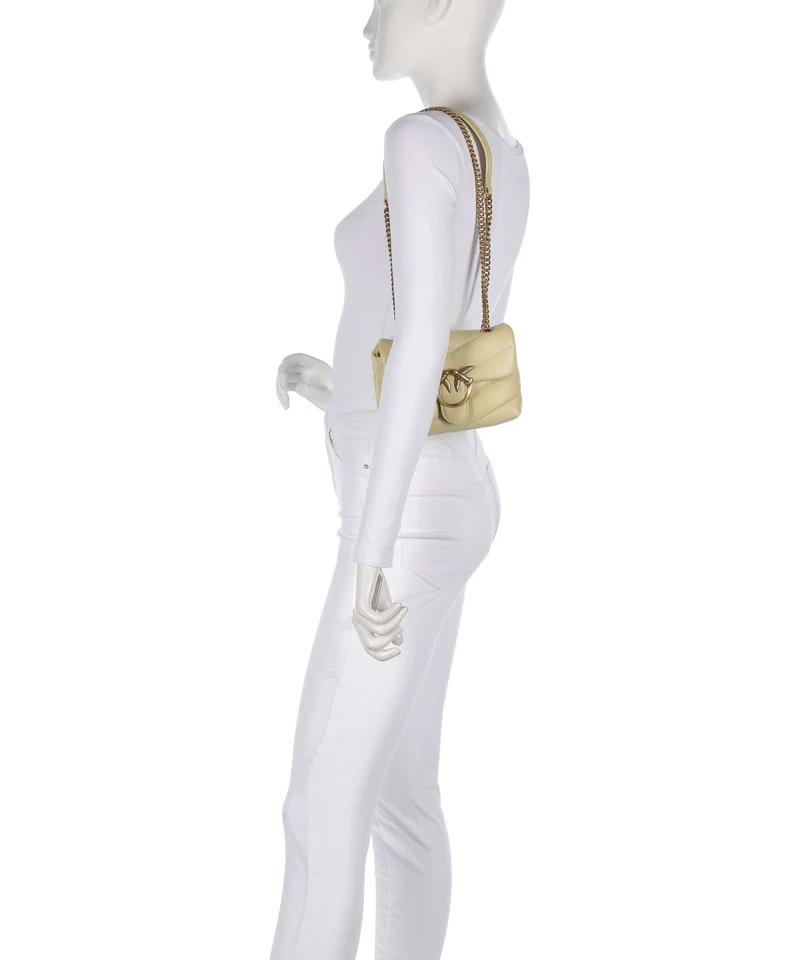 Pinko Love Puff Baby Bolso de hombro giallo vaniglia/antique gold