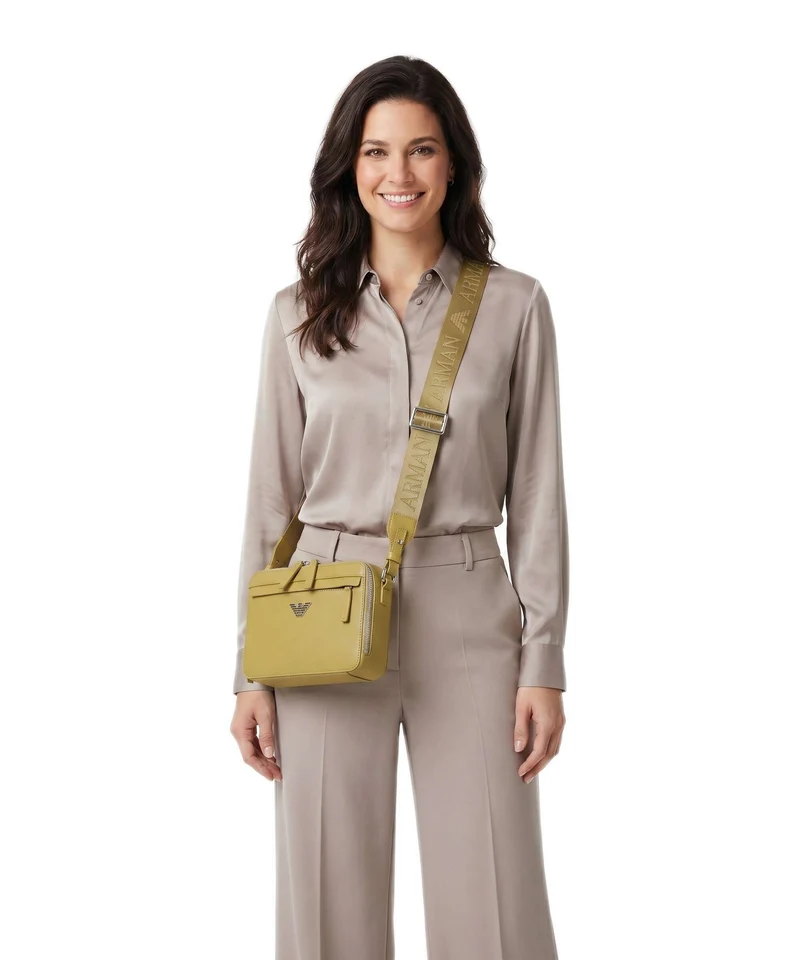 Emporio Armani Business Regenerated Bandolera ecru olive