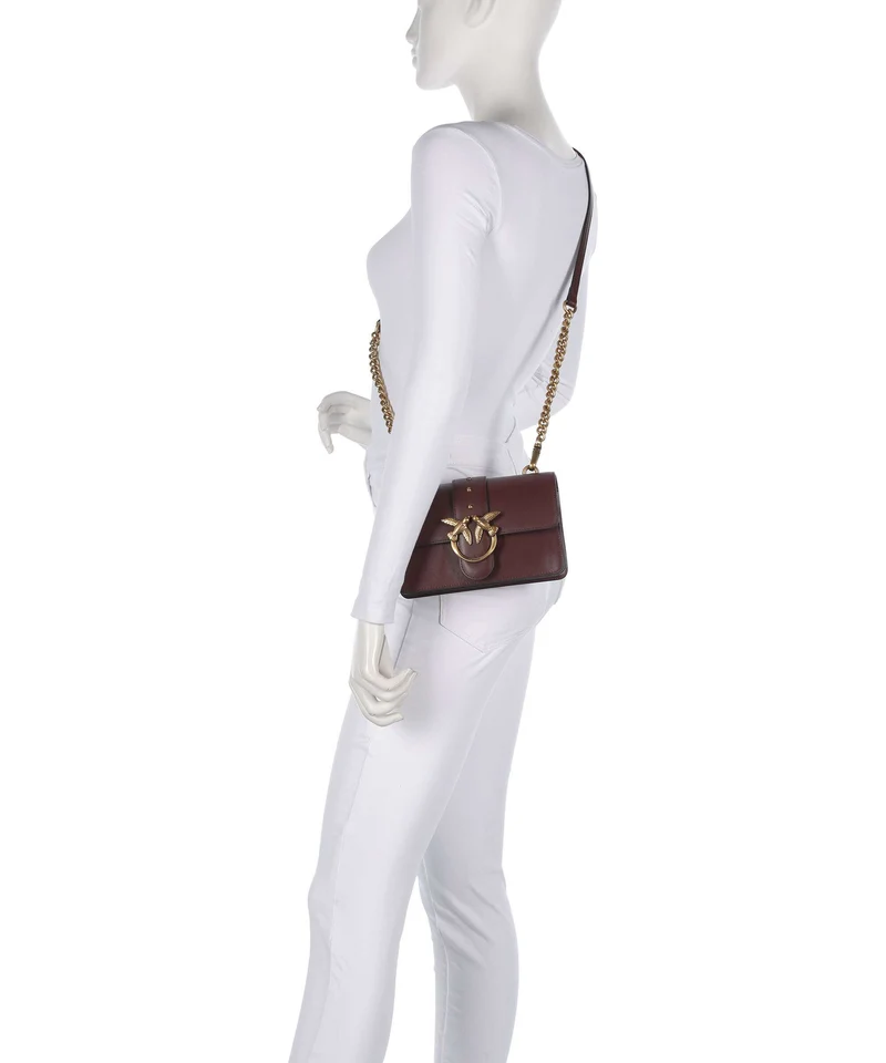 Pinko Love One Mini Bandolera burgundy wine/antique gold