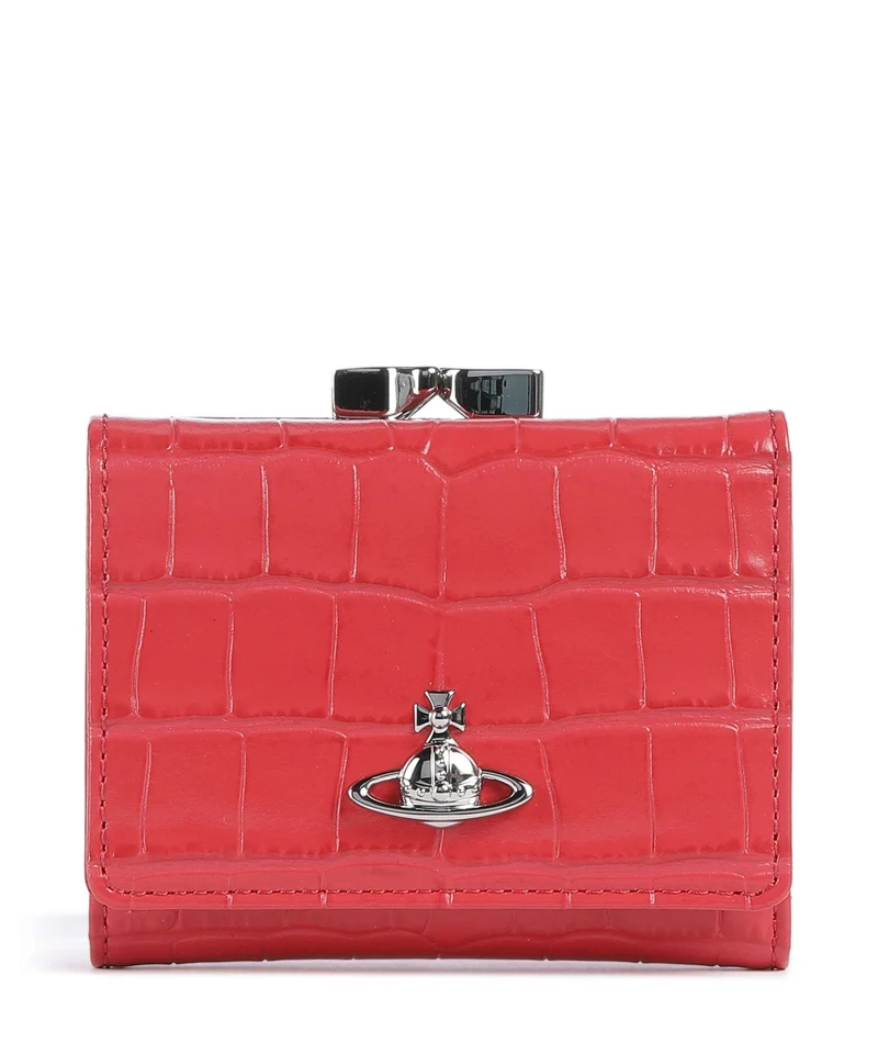 Vivienne Westwood Frame Embossed Croc Small Monedero coral