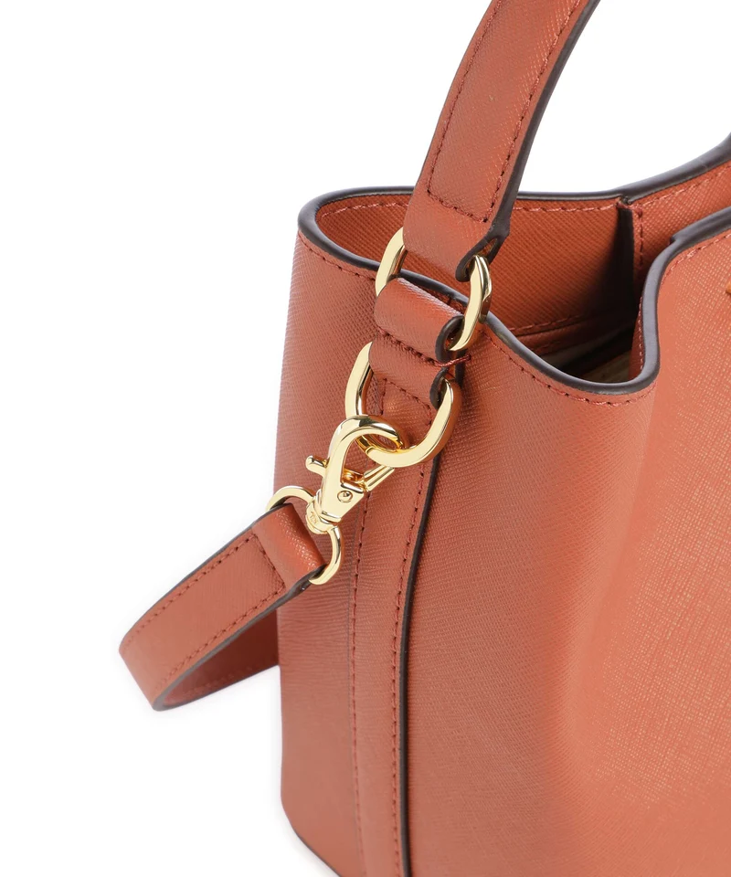 Lauren Ralph Lauren Reese Small Bucket bolso de mano red terracotta