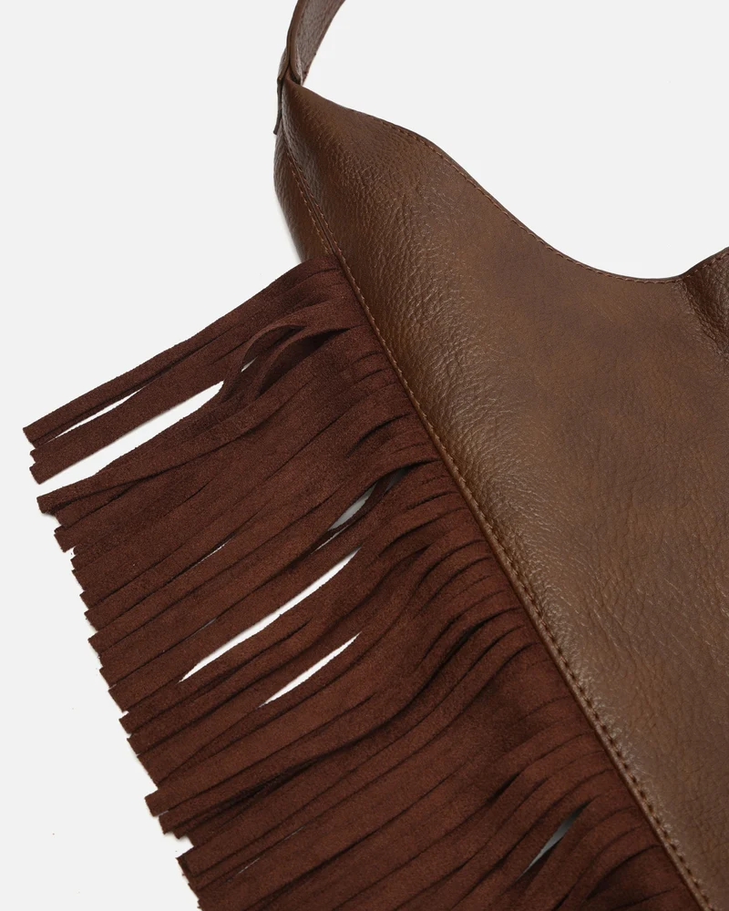 Frinpo bolso hobo con neceser extraíble y detalle flecos