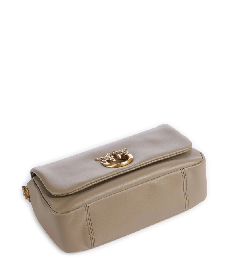 Pinko Click Soft Horizontal Mini Bandolera grigio talpa/antique gold