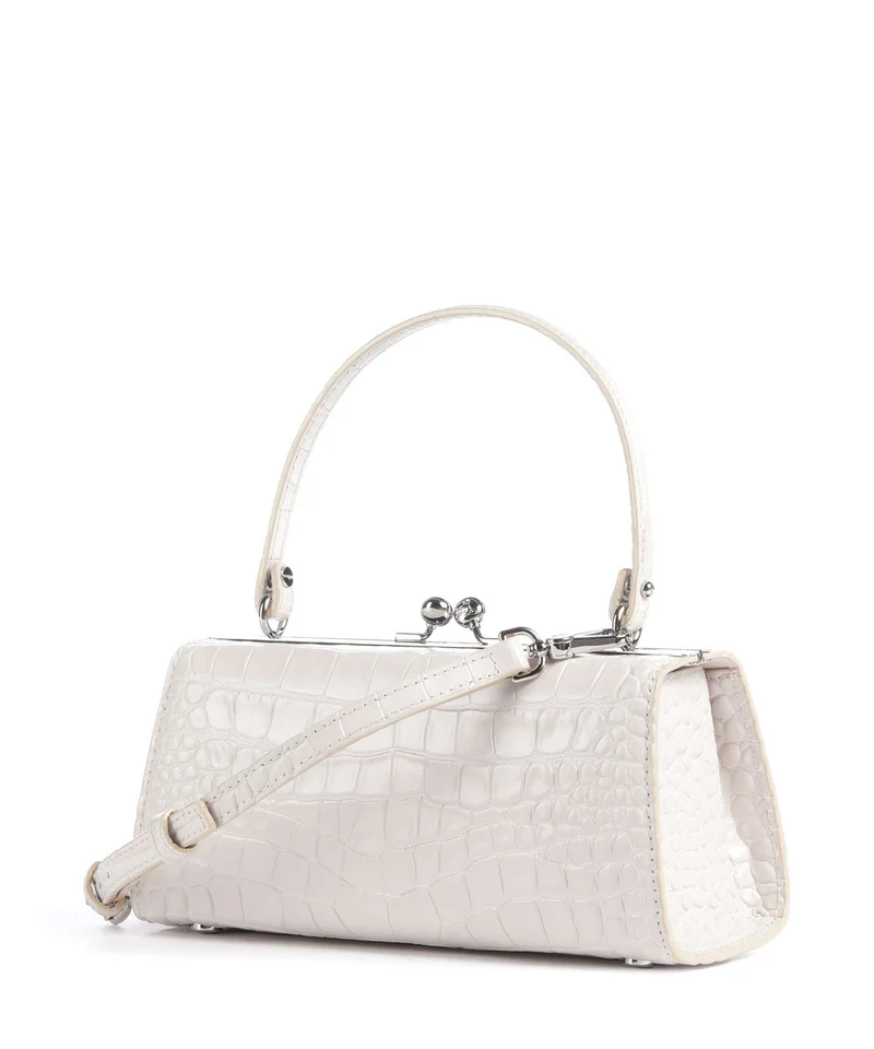 Vivienne Westwood Doll Frame Embossed Croc XL Bolso de mano pearl white