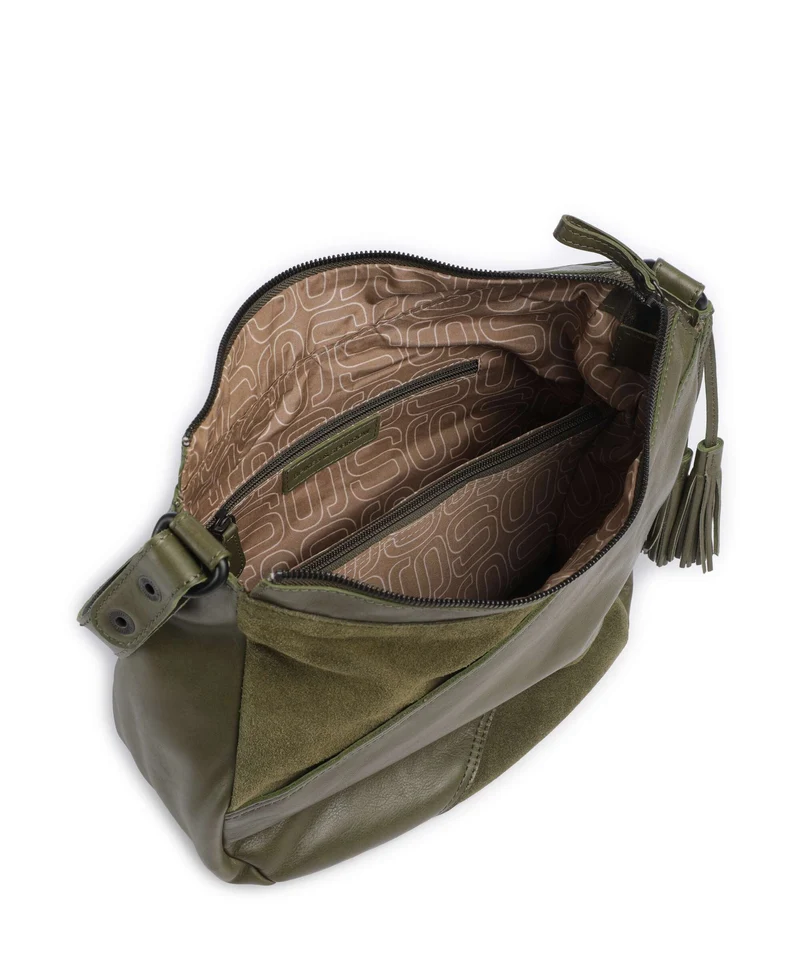 Spikes & Sparrow Suede Mix Natalia Bolso de hobo green