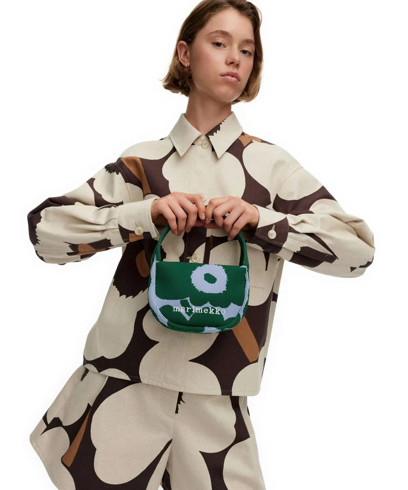 Marimekko Knitted Unikko Bolso de mano dark green/blue