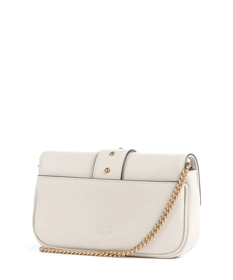 Pinko Love One Pocket New Buckle Bandolera bianco seta/antique gold