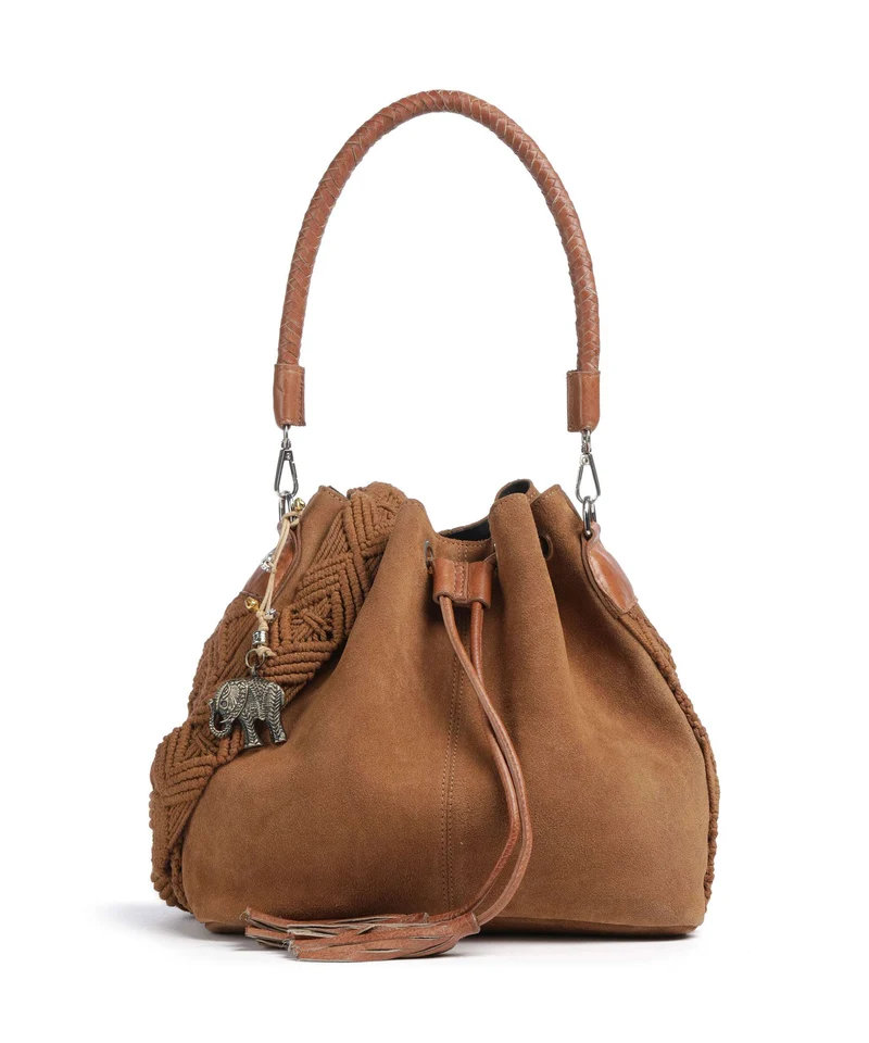 Anokhi Bucket bolso de mano cognac
