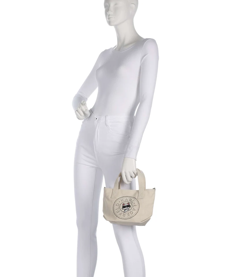 Karl Lagerfeld Ikon Circle Choupette Small Bolso de mano off white