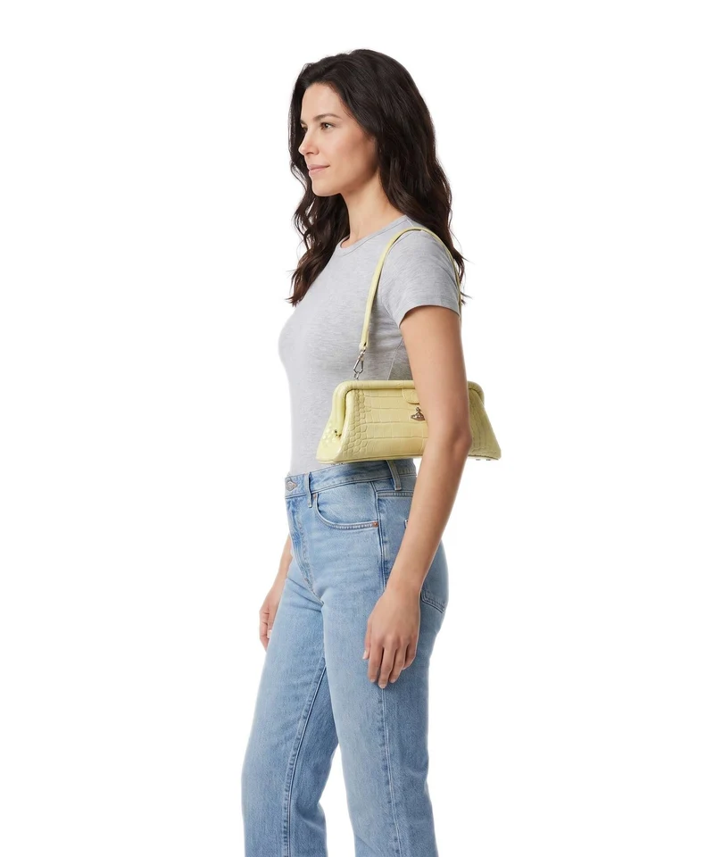 Vivienne Westwood Jane Frame Embossed Croc Bolso de hombro lime green