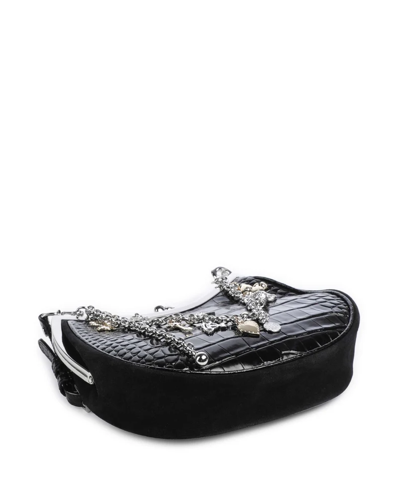 Vivienne Westwood Charm Frame Embossed Croc Bolso de hombro black