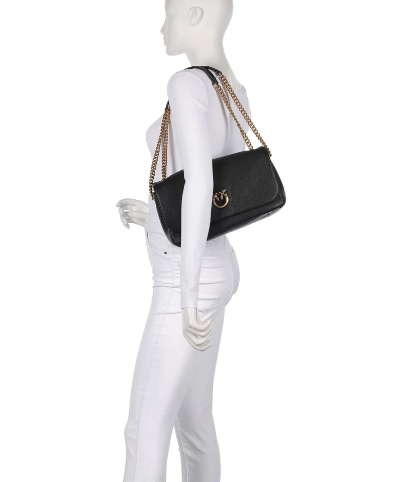 Pinko Click Soft Horizontal Chain Bolso de hombro nero/antique gold
