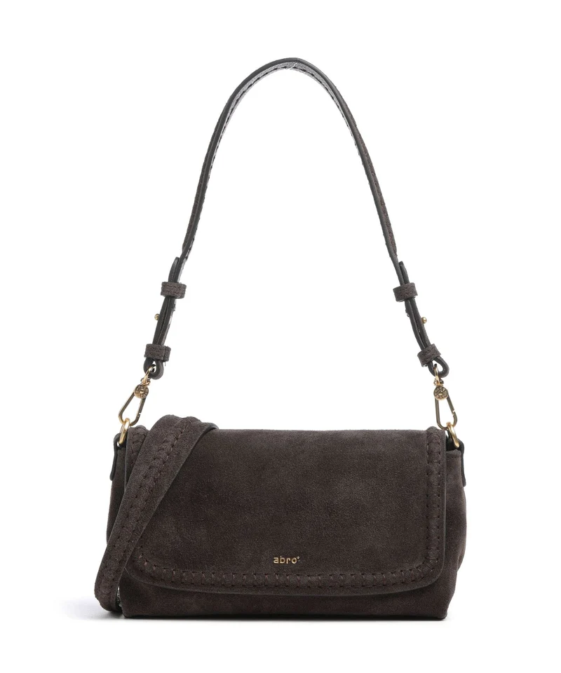 Abro Suede Signature Bolso de hombro dark brown