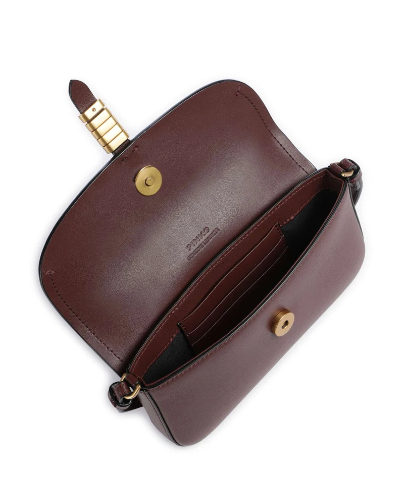 Pinko Saddle Flat Bandolera rosso vino/antique gold