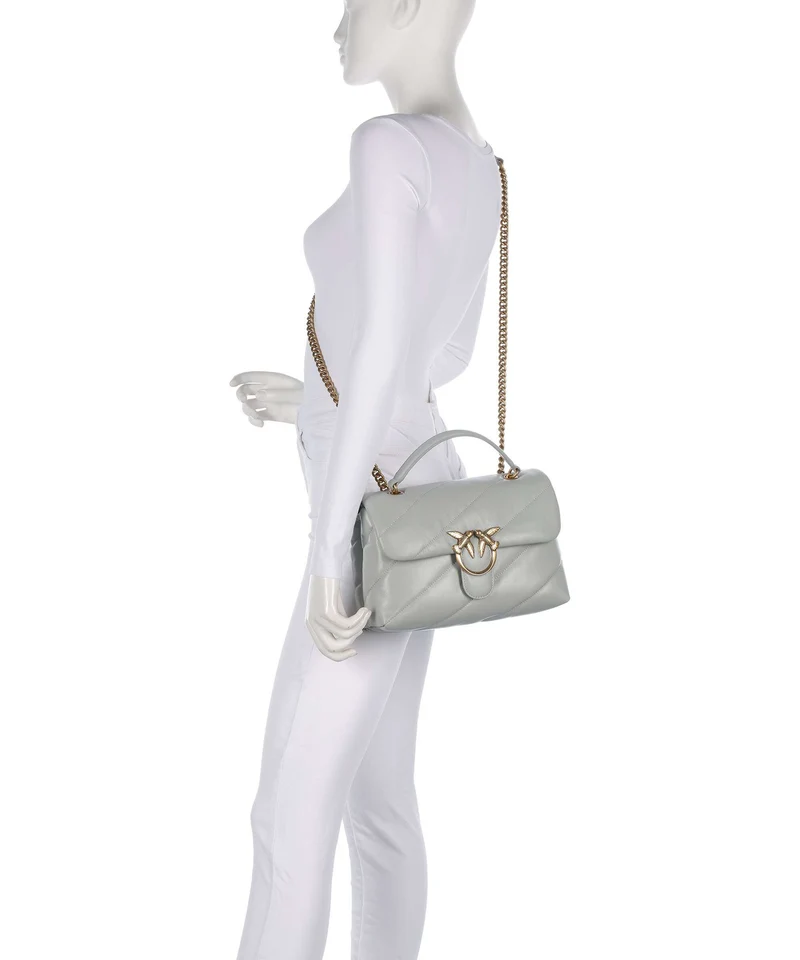 Pinko Love Puff Classic Bolso de hombro grigio perla/antique gold