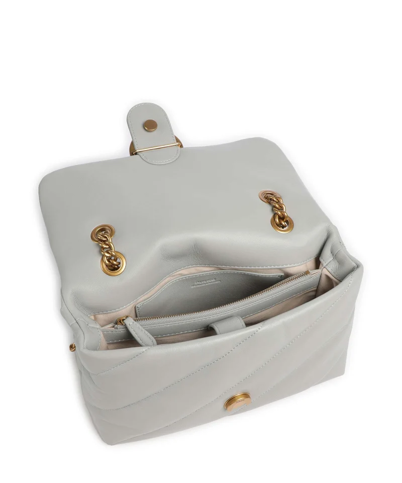 Pinko Love Puff Classic Bolso de hombro grigio perla/antique gold