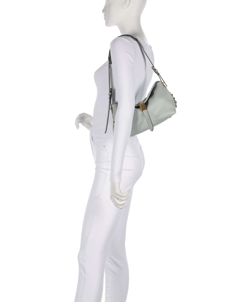 Pinko Saddle Horizontal Mini Bolso de hombro grigio perla/antique gold