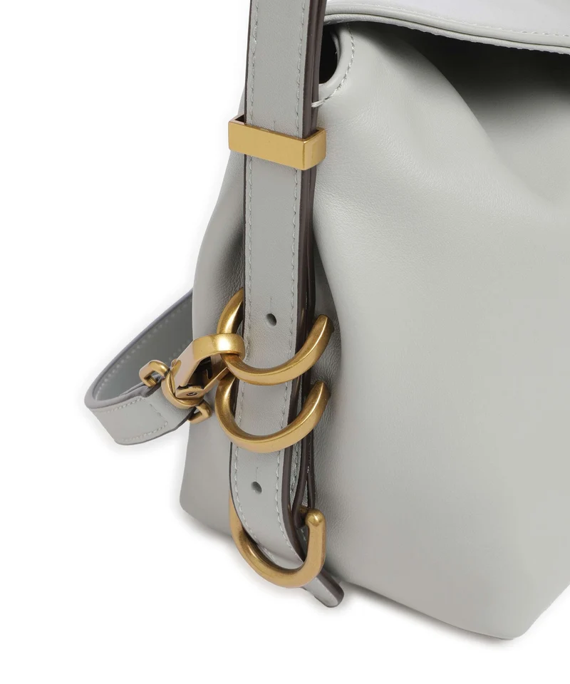 Pinko Saddle Horizontal Mini Bolso de hombro grigio perla/antique gold