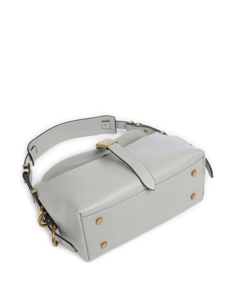 Pinko Saddle Horizontal Mini Bolso de hombro grigio perla/antique gold