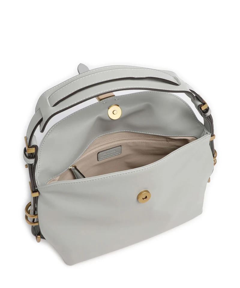 Pinko Saddle Horizontal Mini Bolso de hombro grigio perla/antique gold