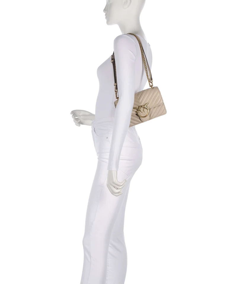 Pinko Love One Mini Bolso de hombro beige/grigio fumo/antique gold