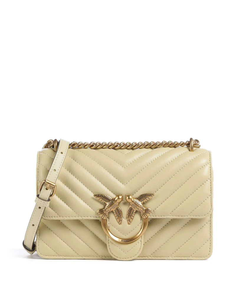 Pinko Love One Mini Bolso de hombro giallo vaniglia/antique gold