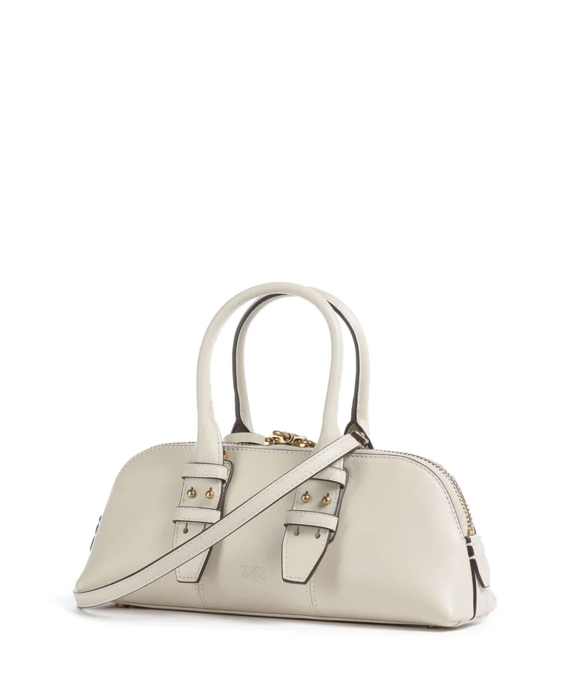 Pinko Bowling Horizontal Bolso de mano bianco seta/antique gold