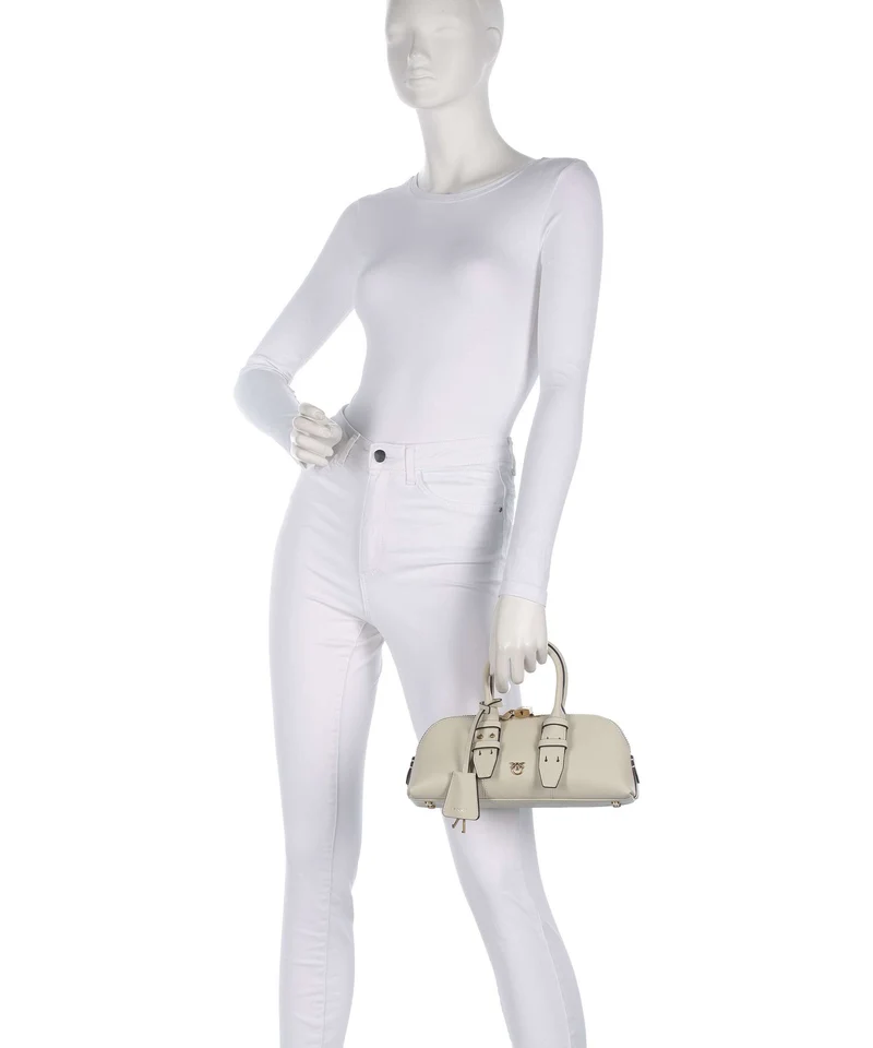 Pinko Bowling Horizontal Bolso de mano bianco seta/antique gold
